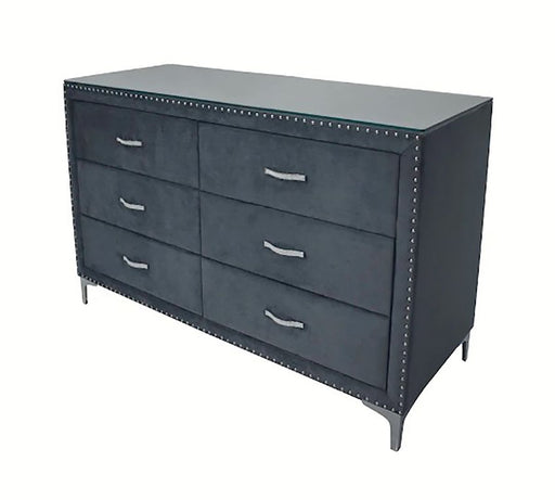 Crown Mark Furniture Lucinda 6 Drawer Dresser in Gray image