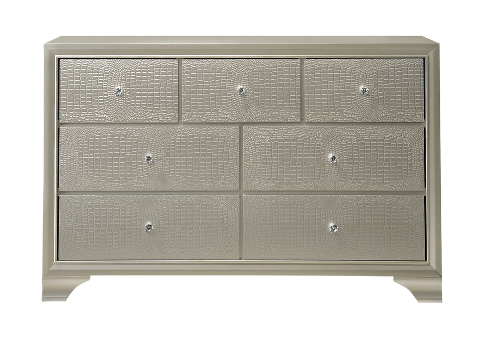 Crown Mark Lyssa 6 Drawer Dresser in Embossed Crocodile Pattern image