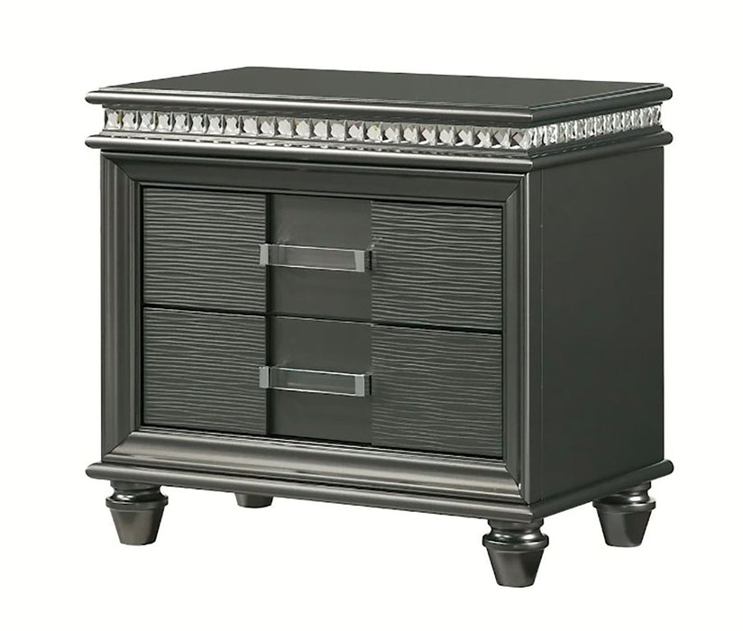 Crown Mark Furniture Adira 2 Drawer Nightstand in Silver image