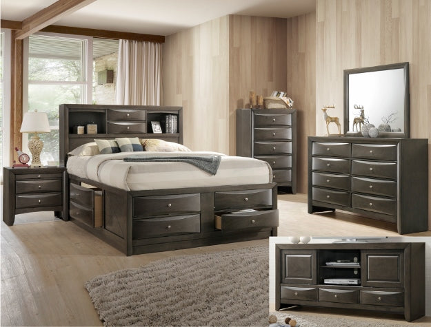 EMILY QUEEN CAPTAINS BED HB/FB GREY