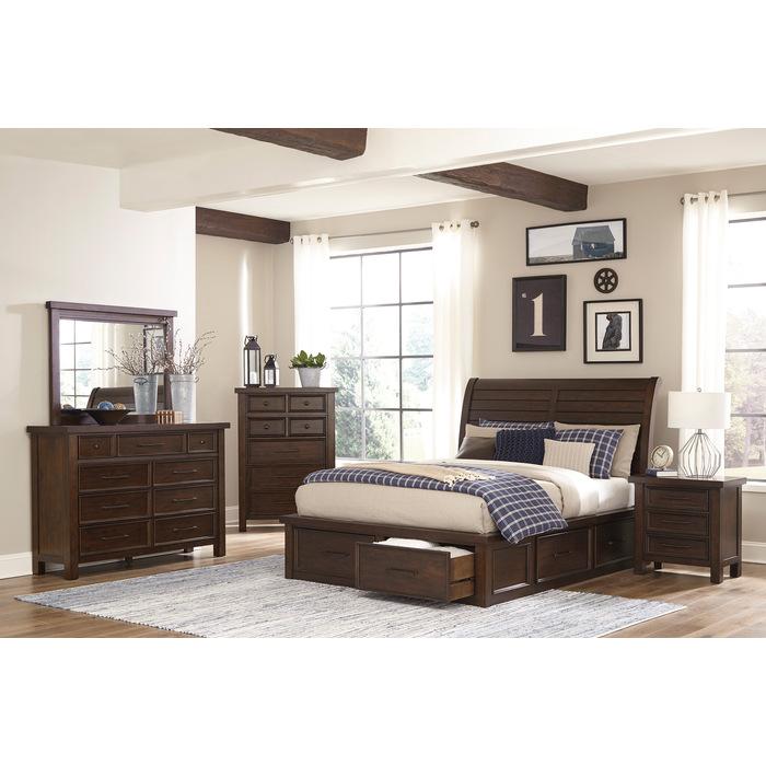 Logandale (4) Queen Platform Bed with Footboard Storage