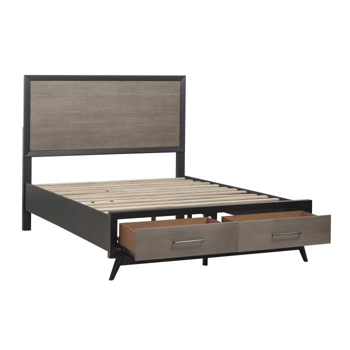 Raku (3)California King Platform Bed with Footboard Storage