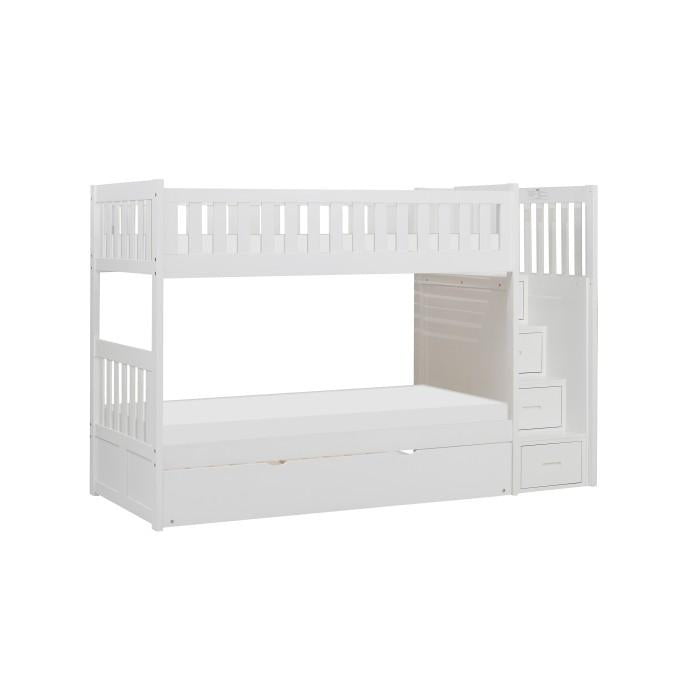 B2053SBW-1R - (5) Twin/Twin Step Bunk Bed with Twin Trundle image