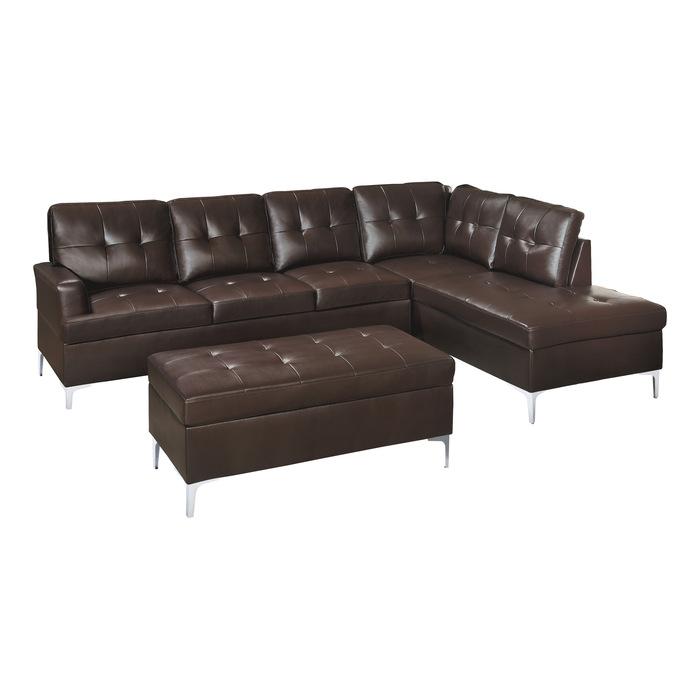 8378BRW3 - (3)3-Piece Sectional with Right Chaise and Ottoman image