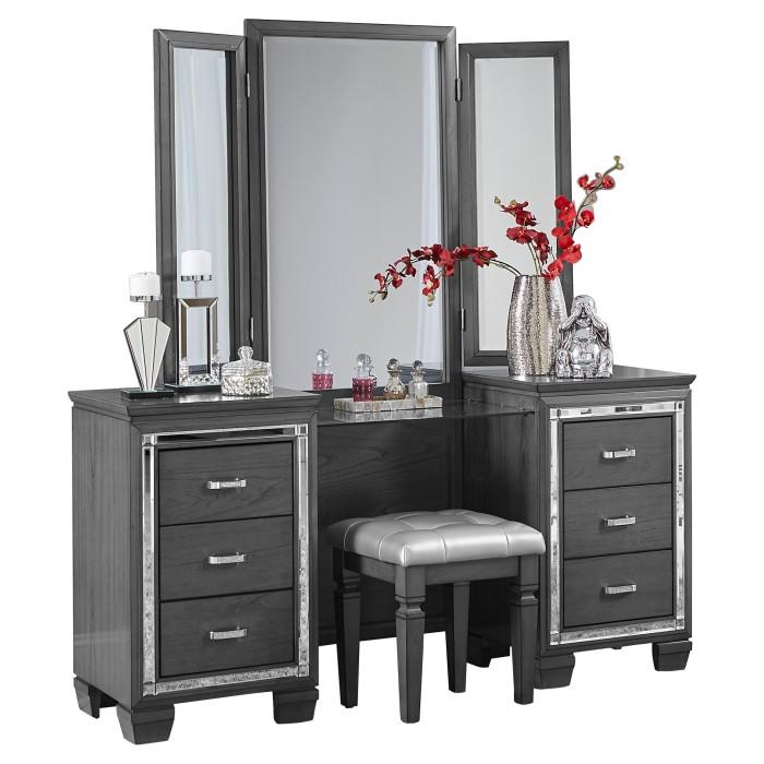 Allura Vanity Dresser with Mirror in Gray 1916GY-15