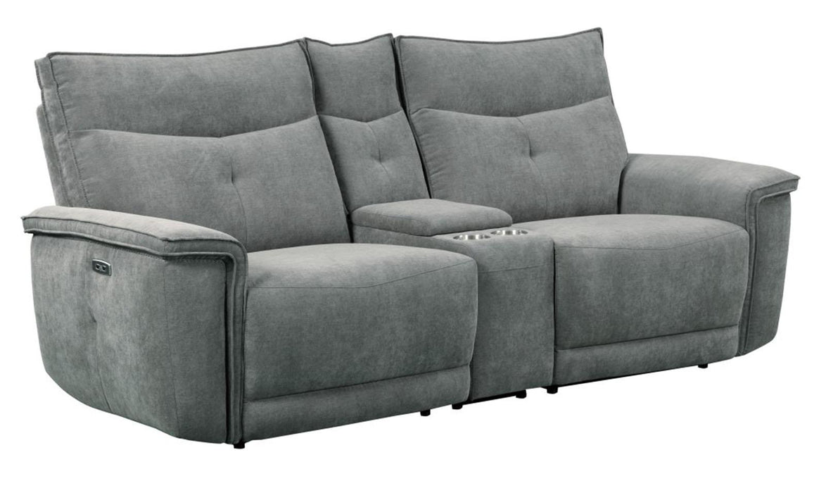 Tesoro Power Double Reclining Loveseat in Dark Gray 9509DG-2CNPWH