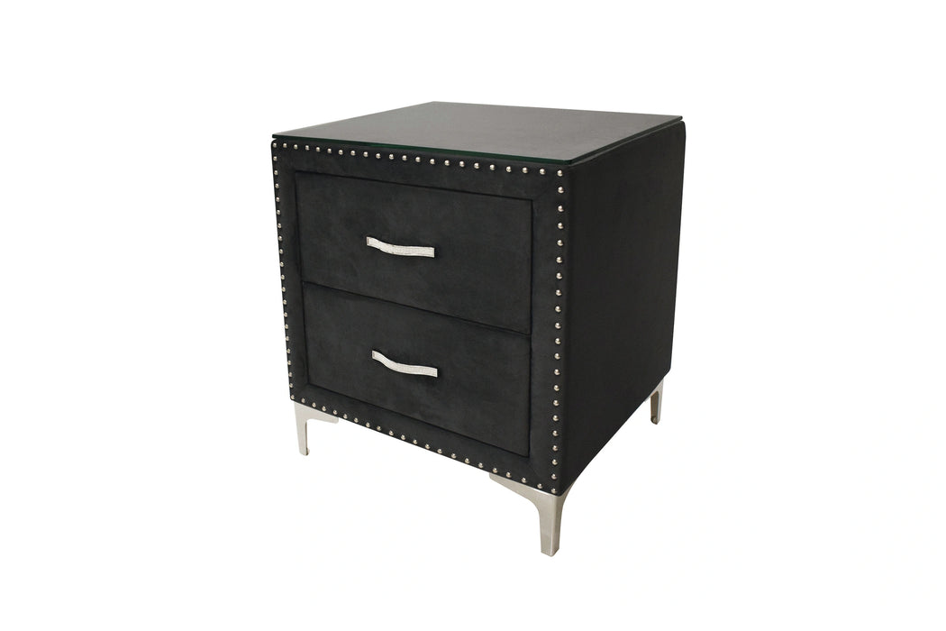 Crown Mark Furniture Lucinda 2 Drawer Nightstand in Black image