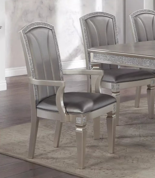 Crown Mark Klina Glam Dining Arm Chair in Light Gray (Set of 2) image
