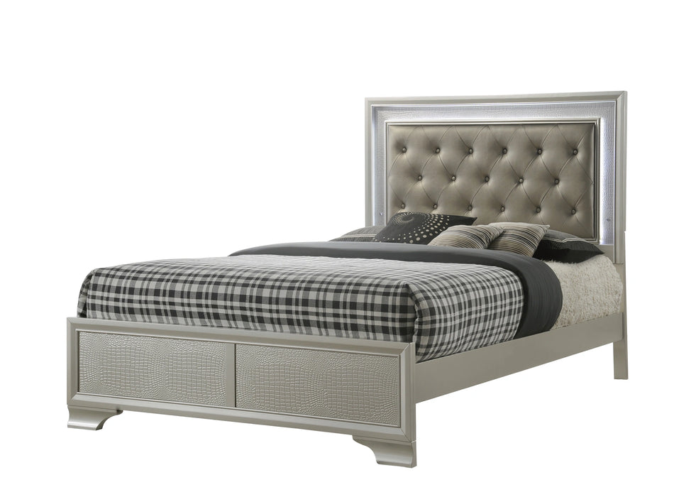 Crown Mark Lyssa Queen Upholstered Panel Bed in Embossed Crocodile Pattern image