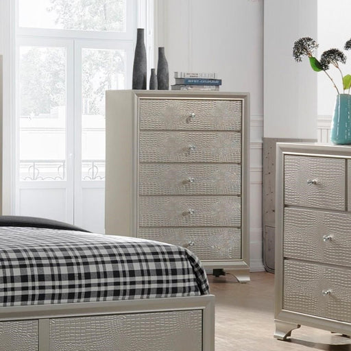 Crown Mark Lyssa 5 Drawer Chest in Embossed Crocodile Pattern image