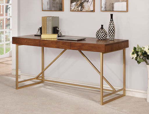 Halstein Light Walnut/Gold Desk image