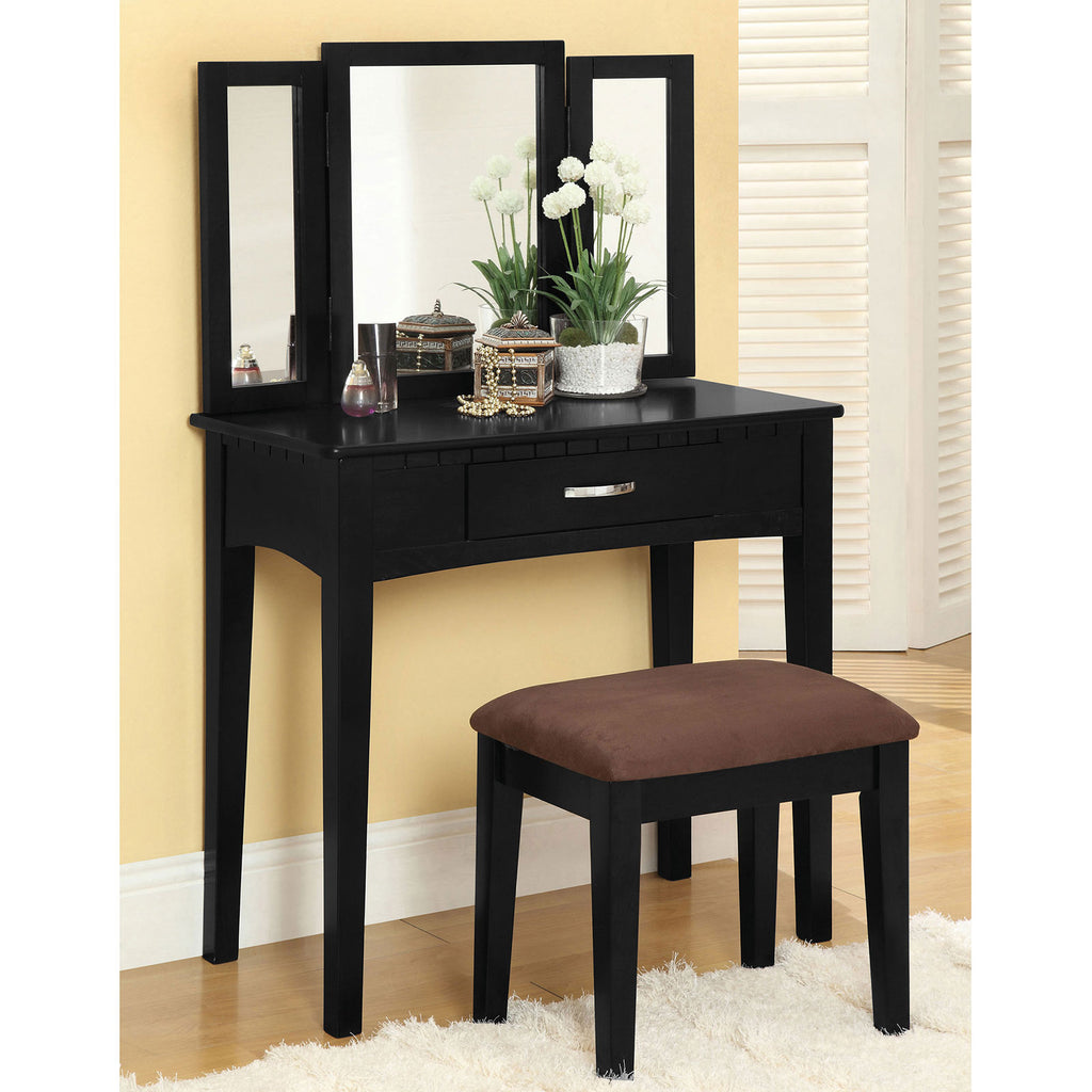 Potterville Black Vanity Table w/ Stool Potterville Black Vanity Table w/ Stool