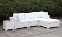 Somani Light Gray Wicker/Ivory Cushion L-Sectional + End Table + Ottoman image