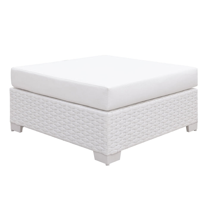 Somani White Wicker/White Cushion Ottoman image