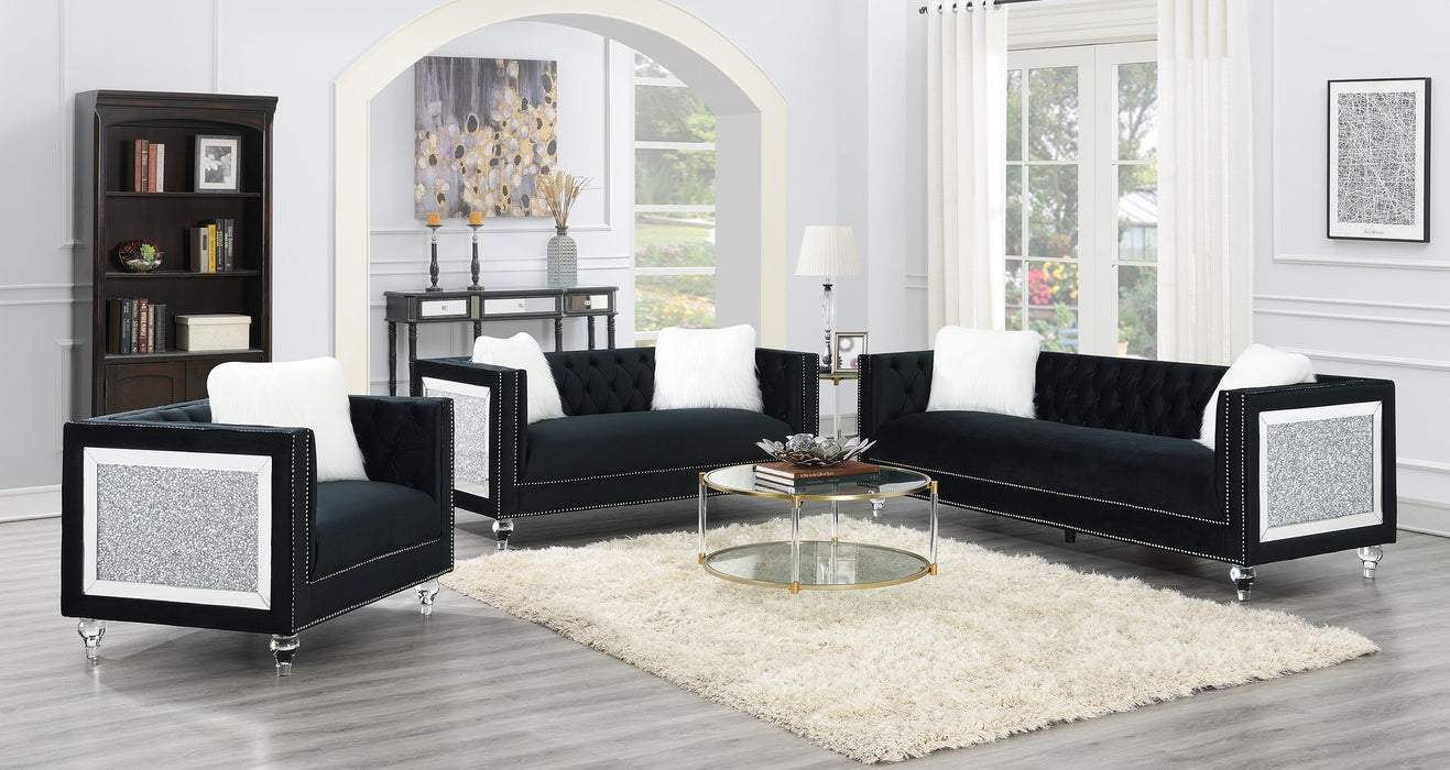 Tufted sofa and loveseat